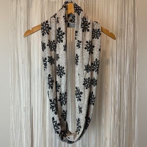 Gray Infinity Scarf with Snowflake Design